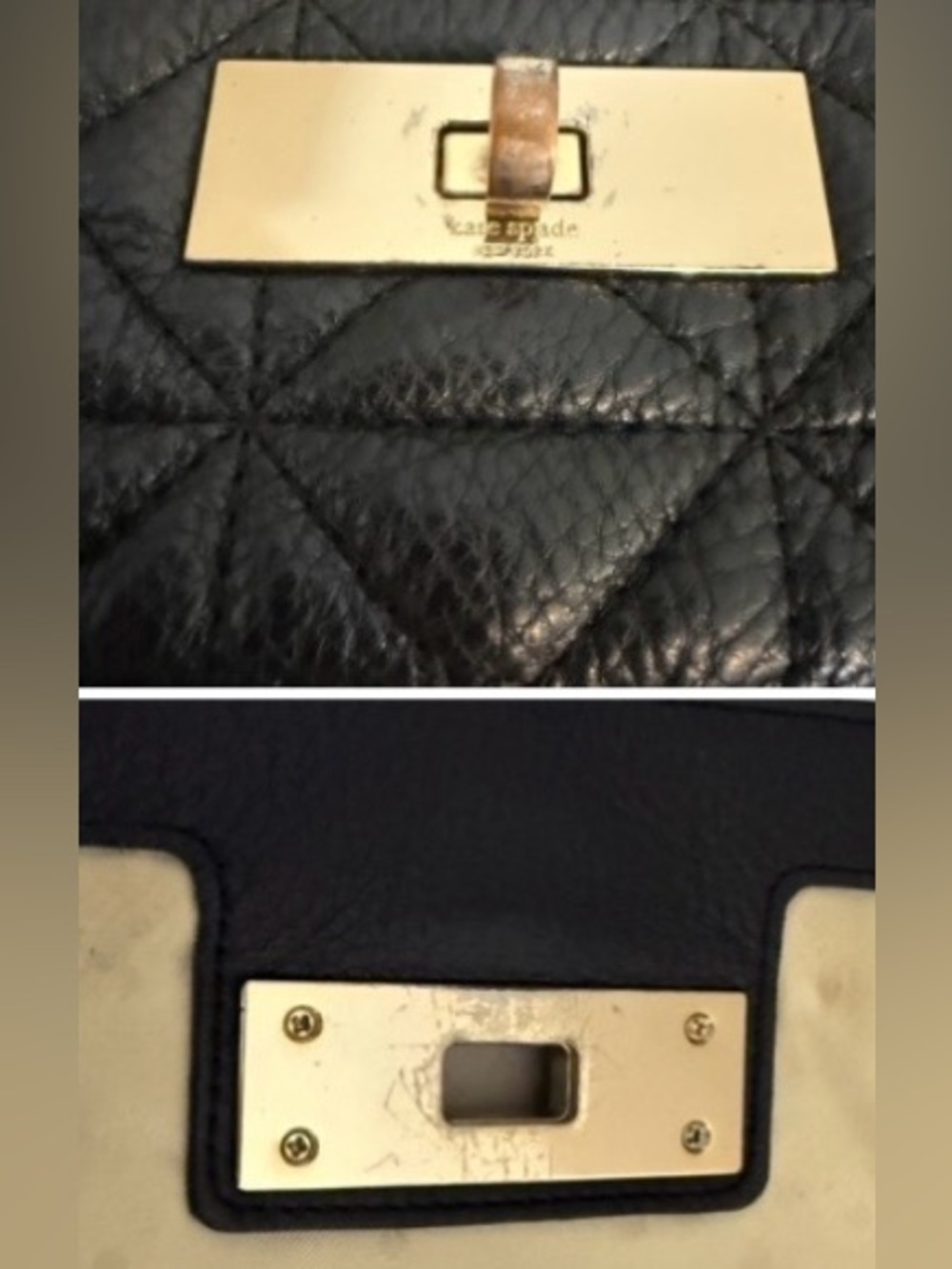 kate spade Delaney Black Quilted Leather Chain Shoulder Bag with Gold Hardware - Picture 13 of 16